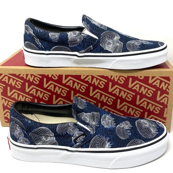 💖MEGA SALE💖VANS Men VN0A33TB9IB Classic Slip On Wireframe Skull Black - Picture 1 of 10